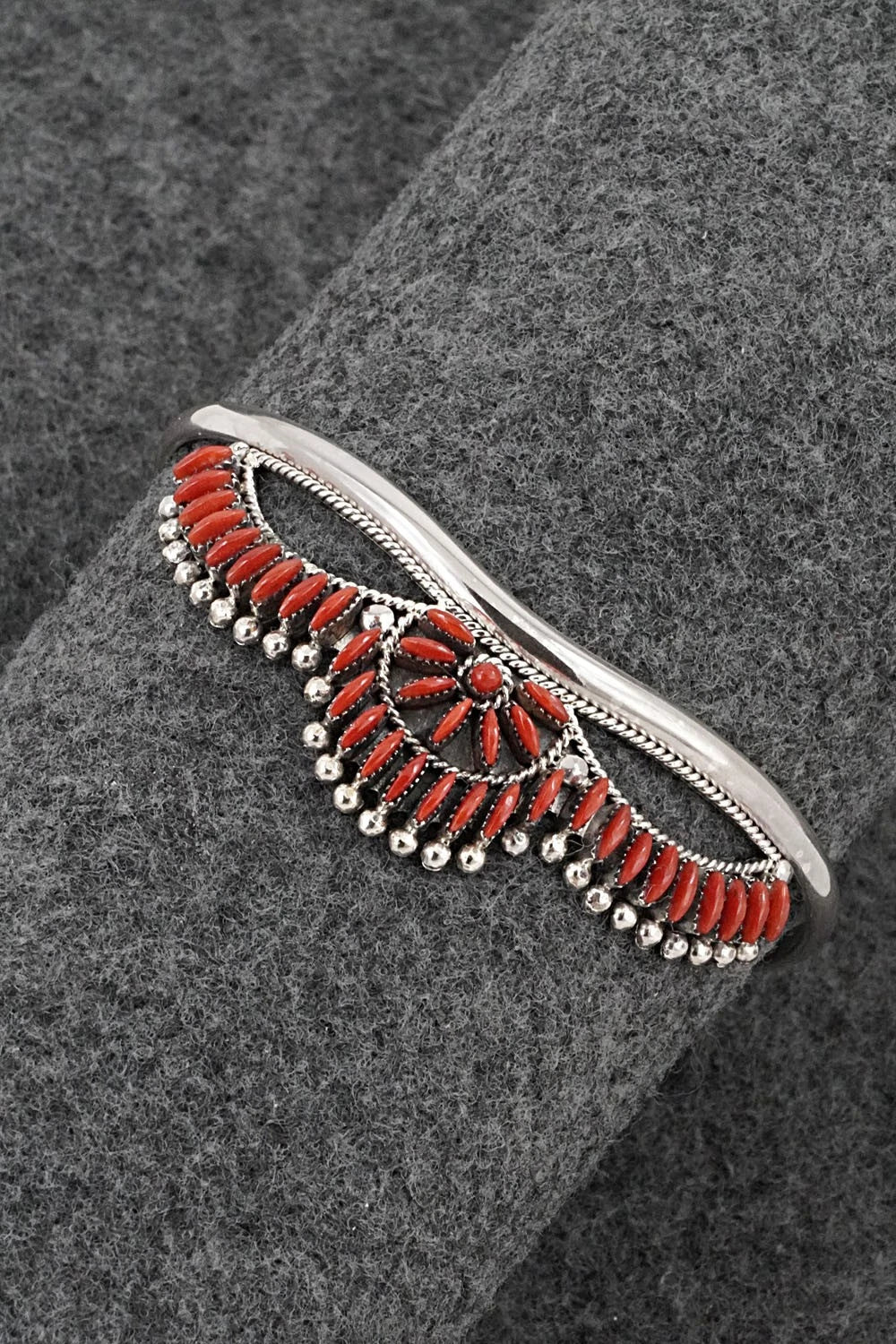 Coral & Sterling Silver Bracelet - Stewart Nakatewa
