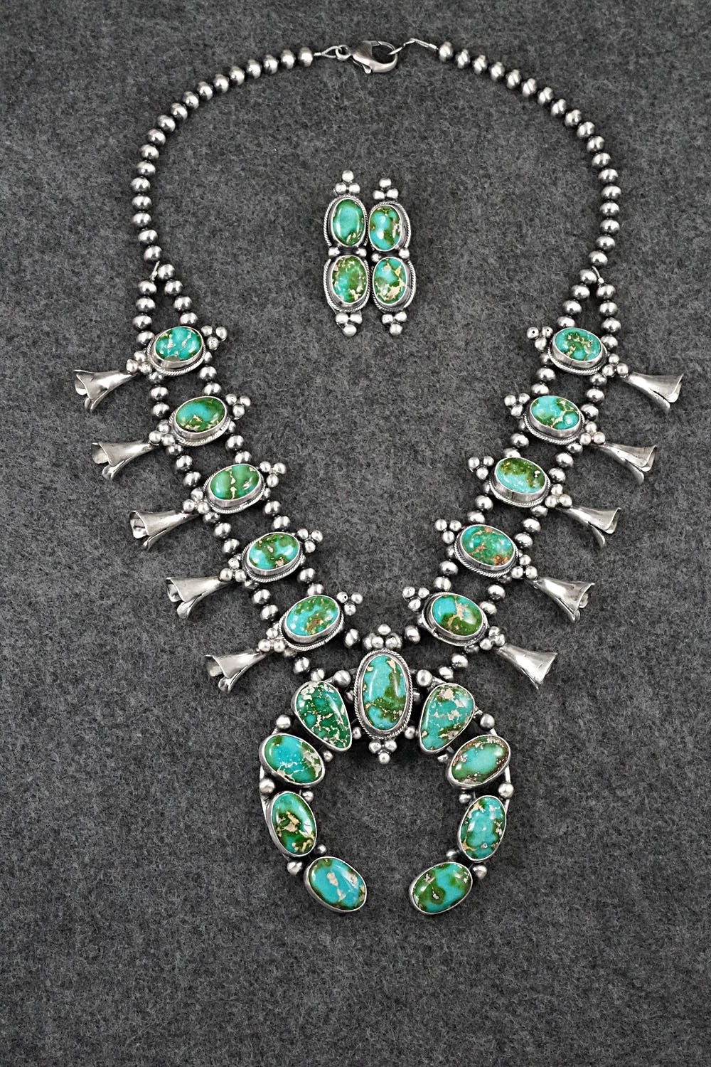 Turquoise & Sterling Silver Squash Blossom Set - Darrin Livingston