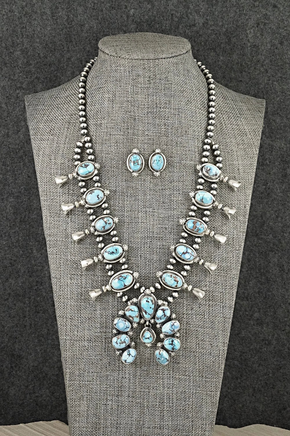 Turquoise & Sterling Silver Squash Blossom Set - Darrin Livingston