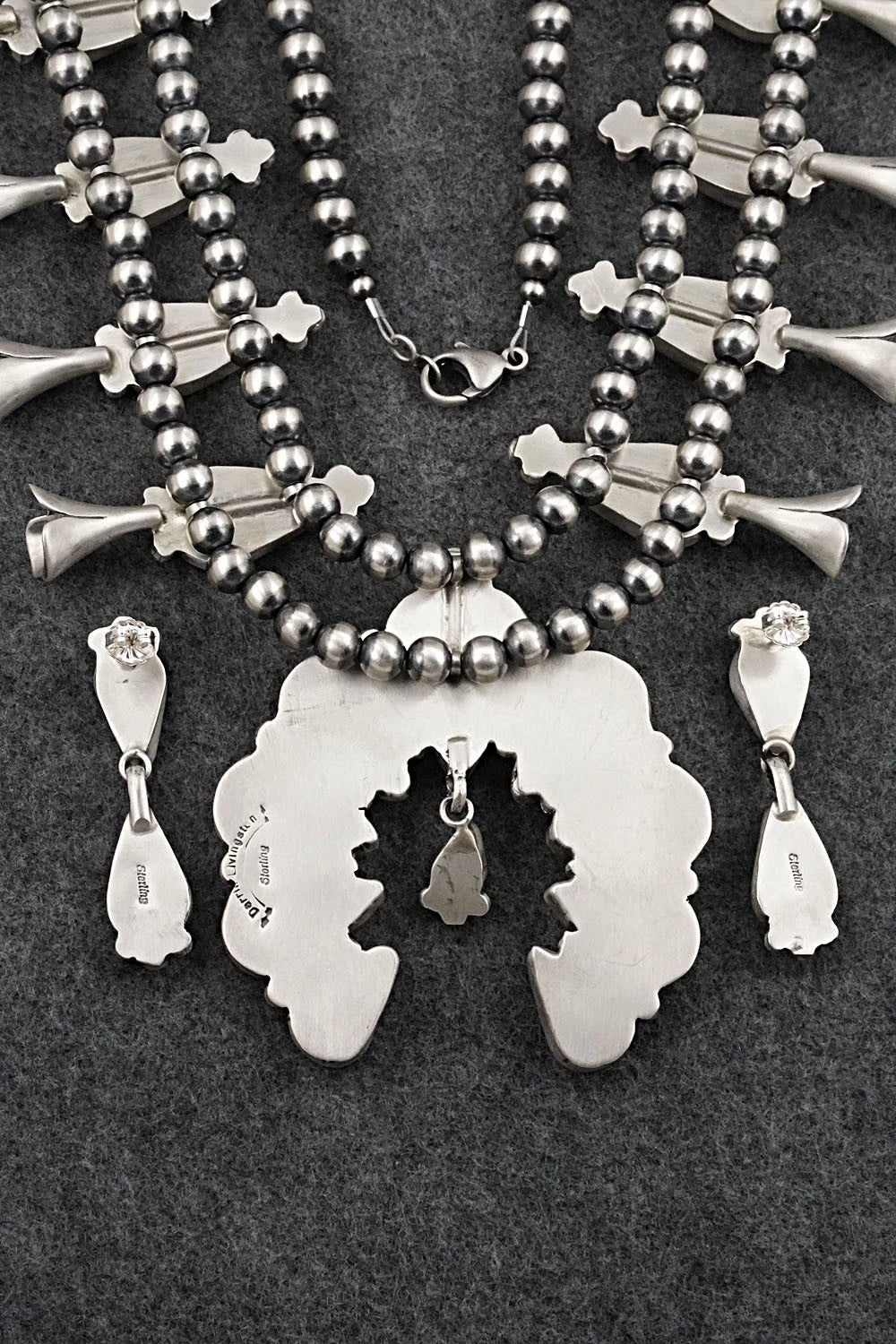 Spiny Oyster & Sterling Silver Squash Blossom Set - Darrin Livingston