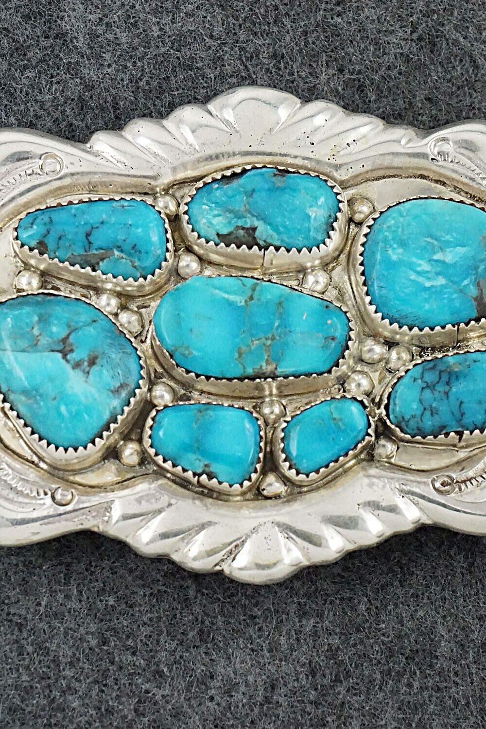 Turquoise & Sterling Silver Belt Buckle - George Leekity