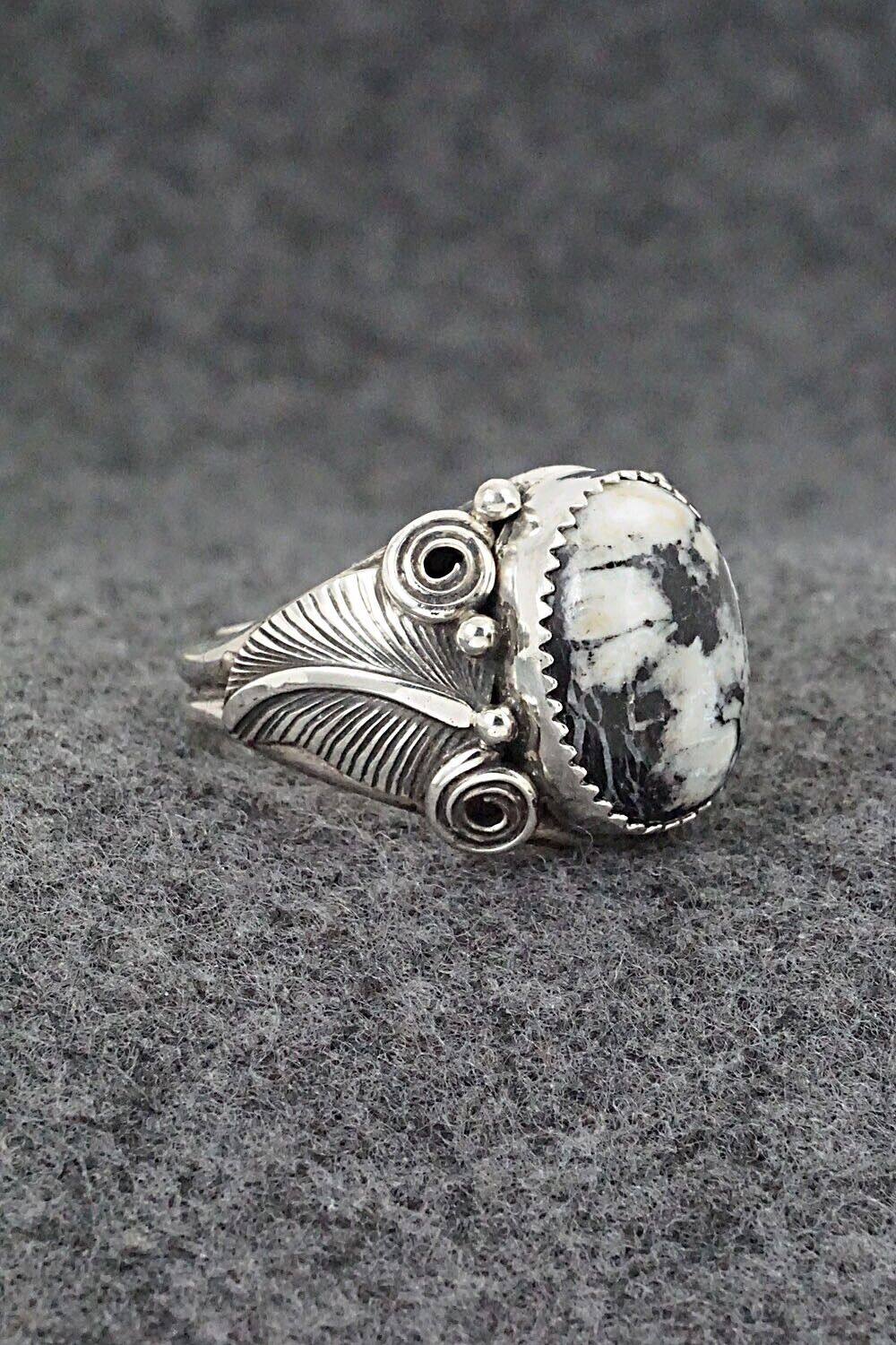 White Buffalo & Sterling Silver Ring - Davey Morgan - Size 13