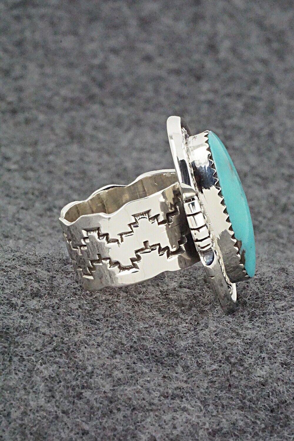 Turquoise & Sterling Silver Ring - Sheena Jack - Size 7