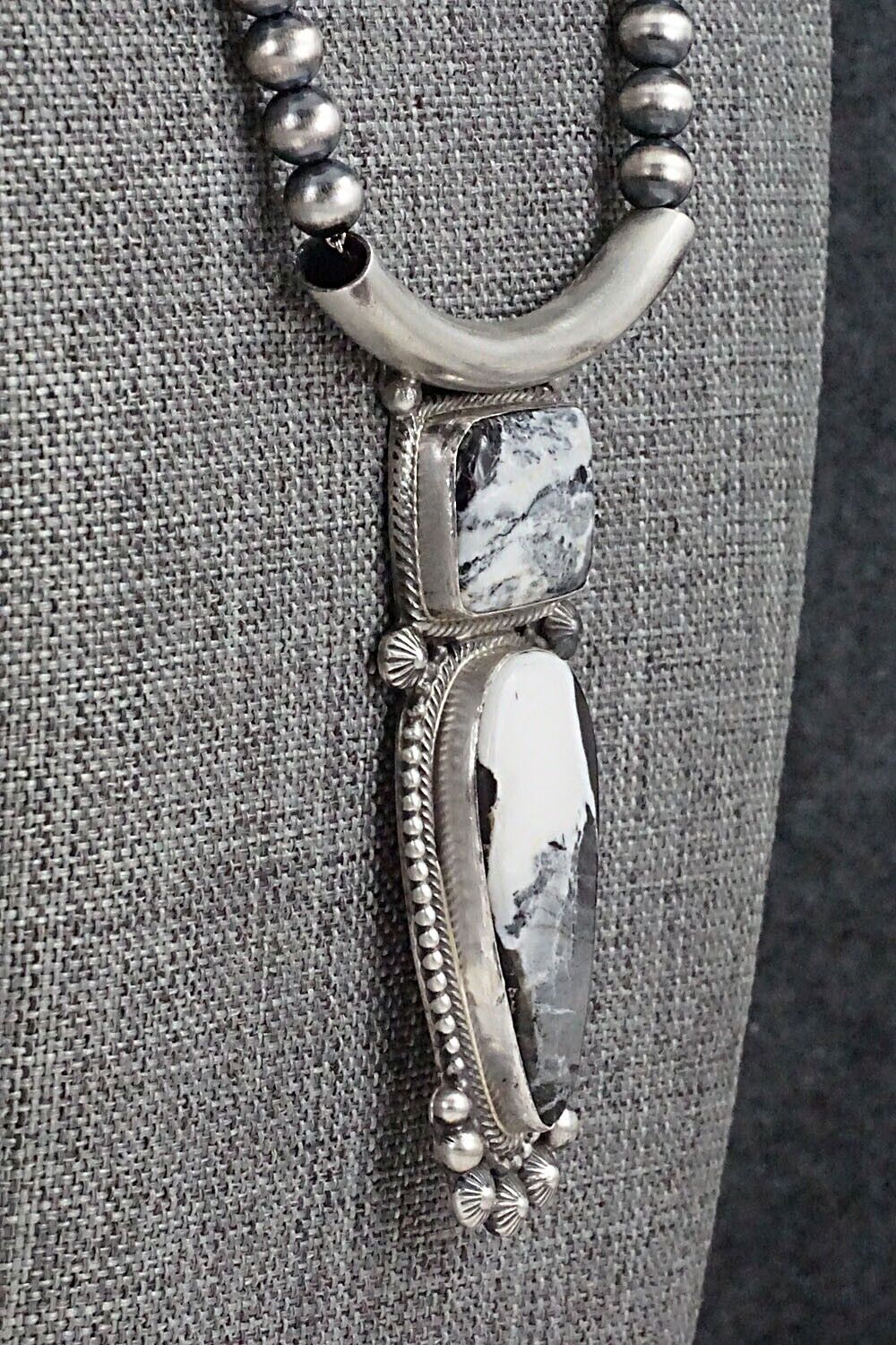 White Buffalo & Sterling Silver Necklace - Tom Lewis