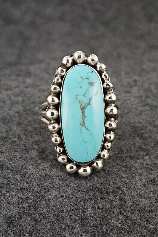 Turquoise & Sterling Silver Ring - Clarence Long - Size 9.5