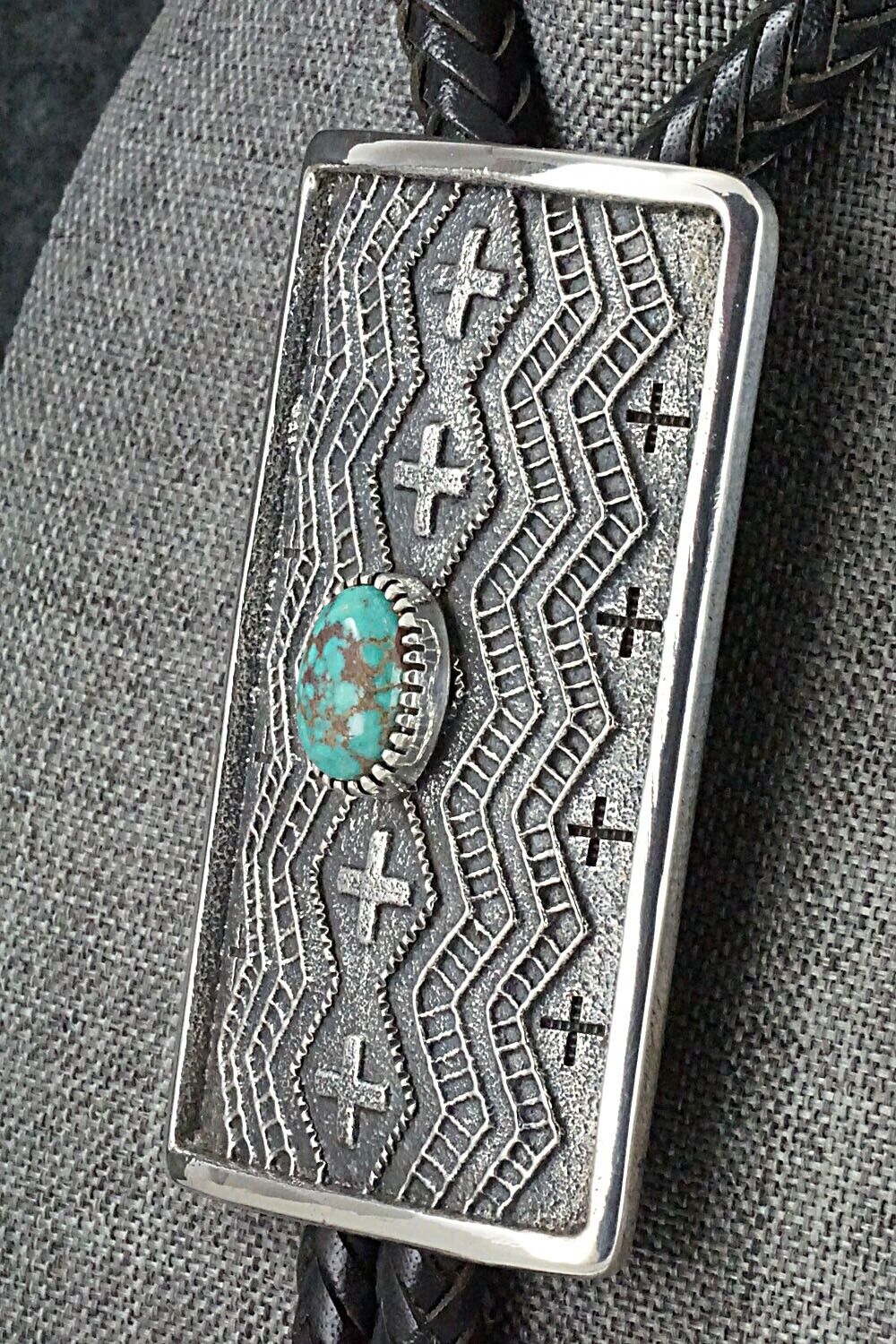Turquoise and Sterling Silver Bolo Tie - Harrison Jim
