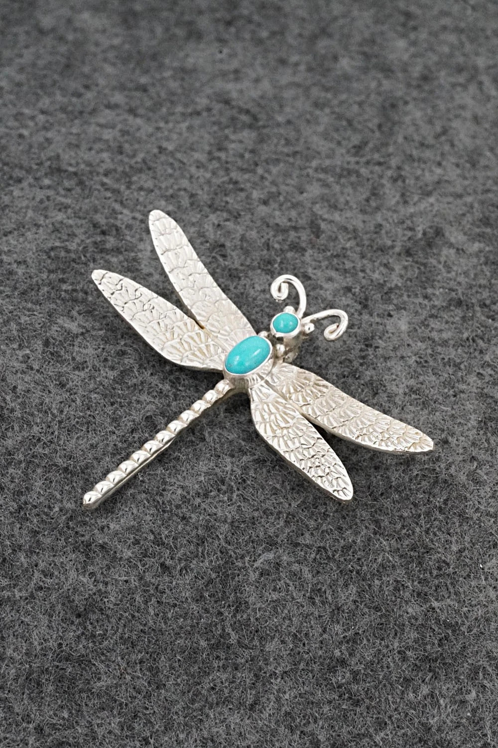 Turquoise & Sterling Silver Pendant/Pin - Lee Charley