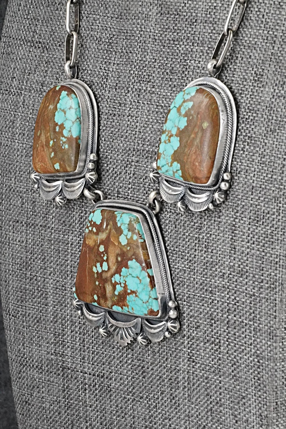 Turquoise & Sterling Silver Necklace and Earrings Set - Darrin Livingston