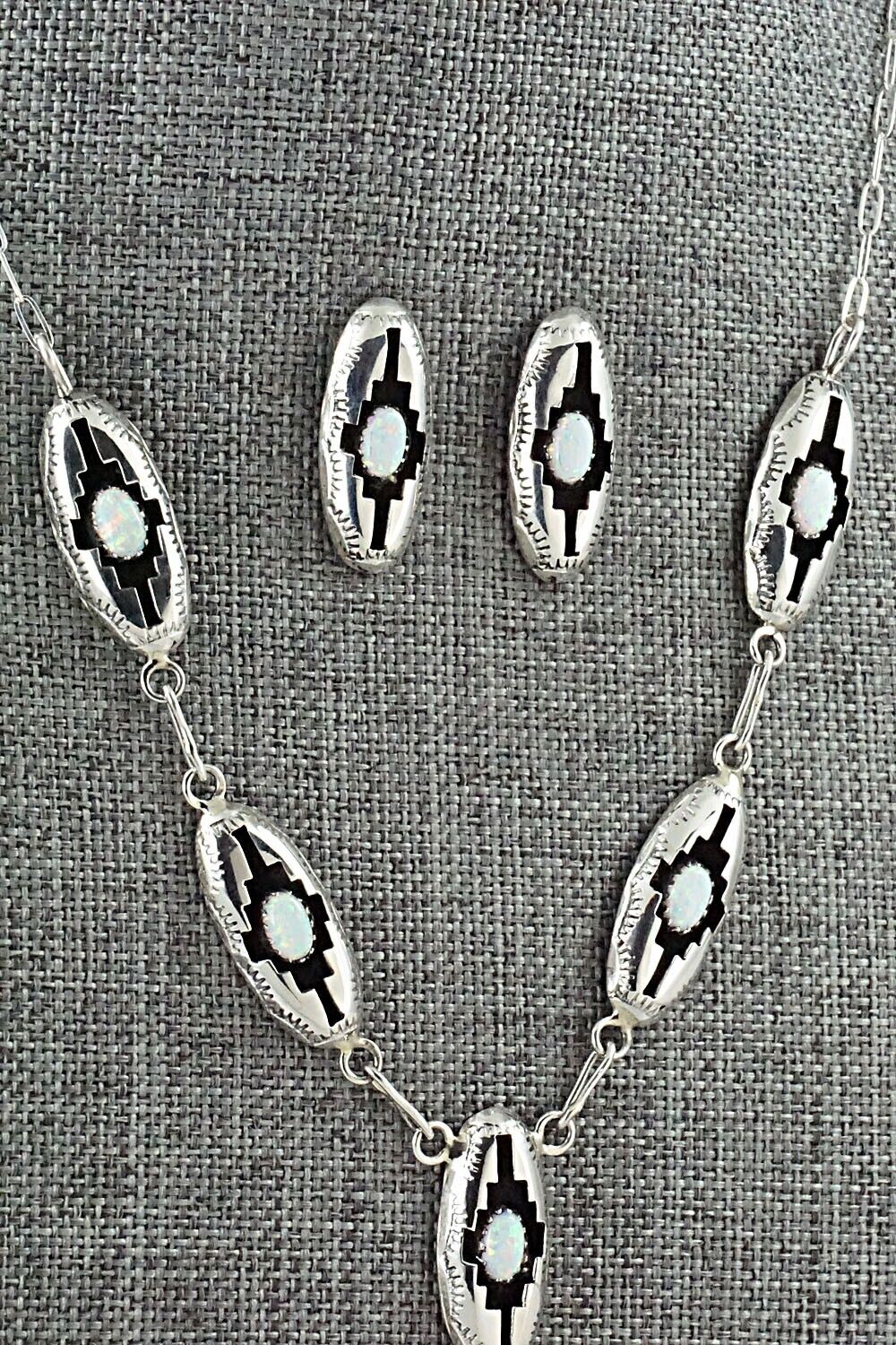 Opalite & Sterling Silver Necklace and Earrings Set - Felix Perry