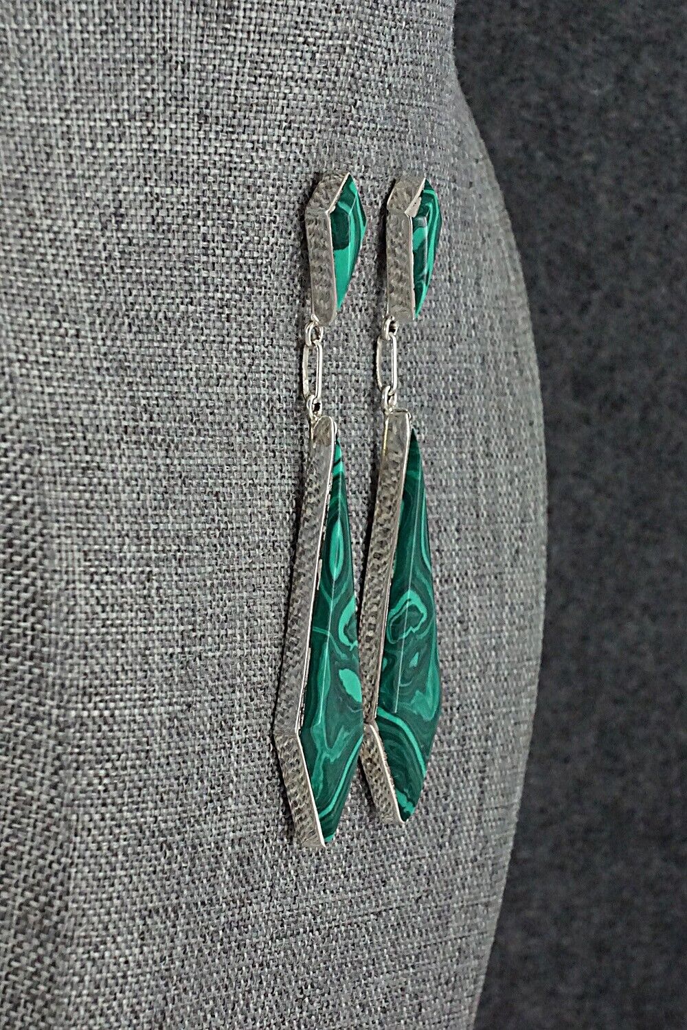 Malachite & Sterling Silver Earrings - Bryant Othole