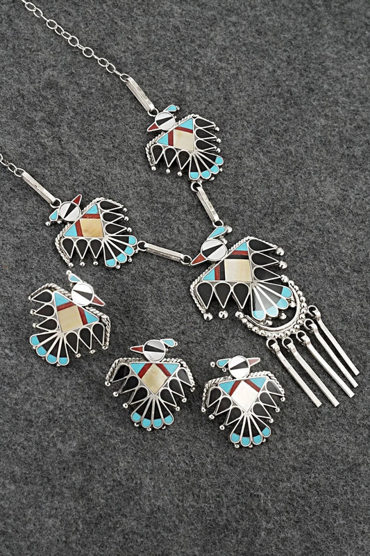 Multi-Stone & Sterling Silver Inlay Necklace Set - Adrian Wallace