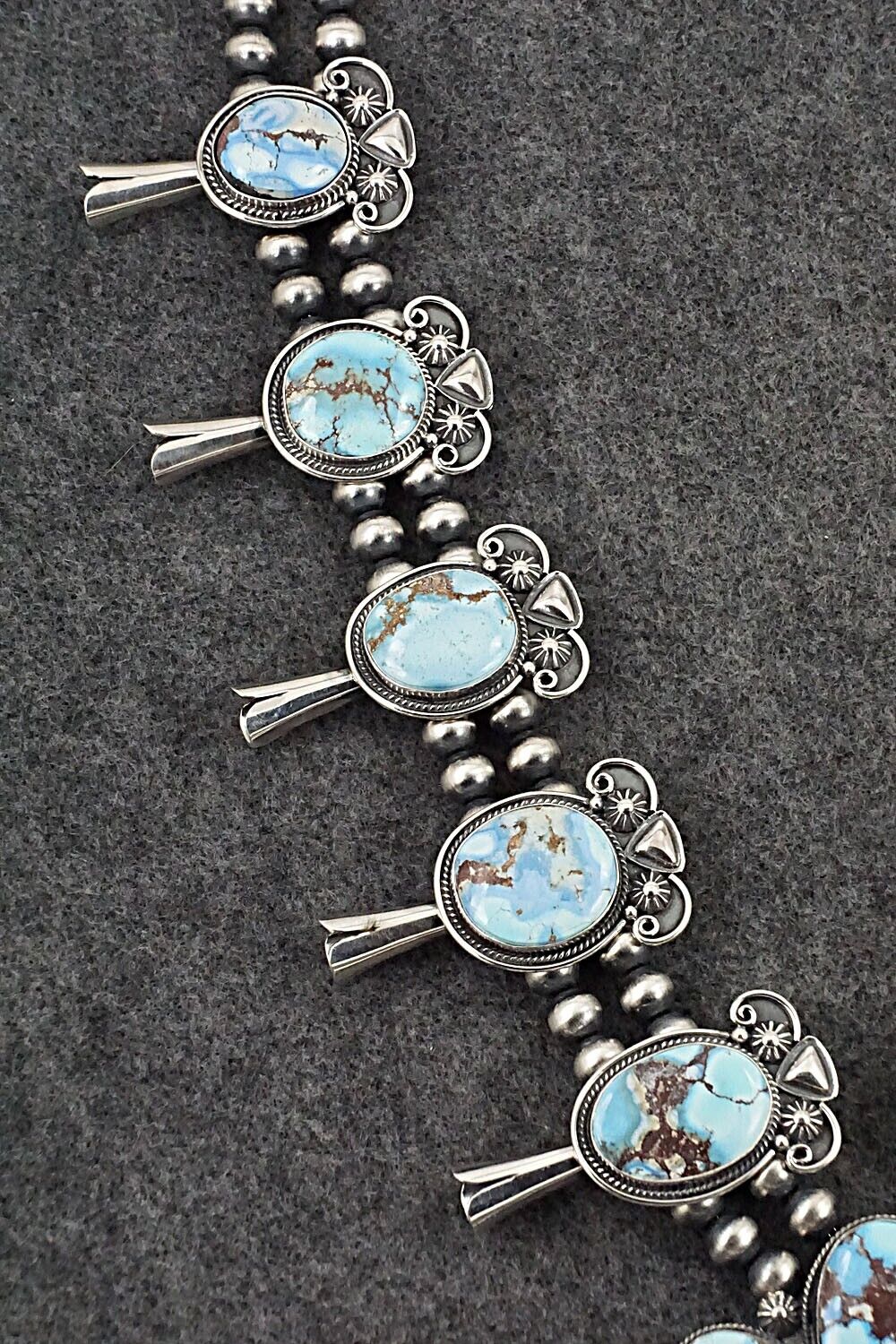 Turquoise & Sterling Silver Squash Blossom Set - Derrick Gordon