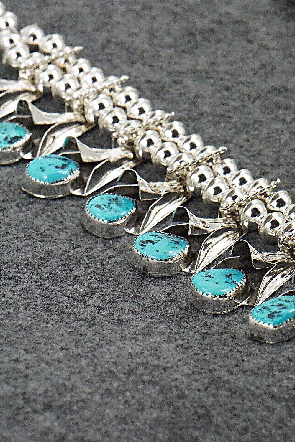 Turquoise & Sterling Silver Squash Blossom Set - Louise Yazzie
