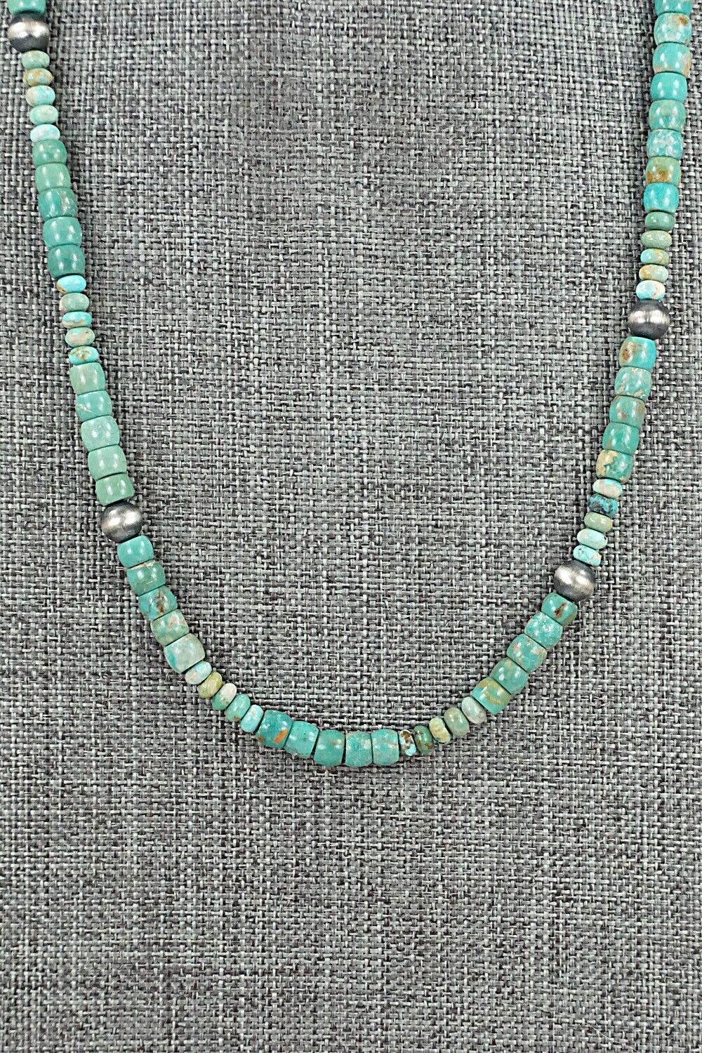 Turquoise & Sterling Silver Necklace 18" - Doreen Jake