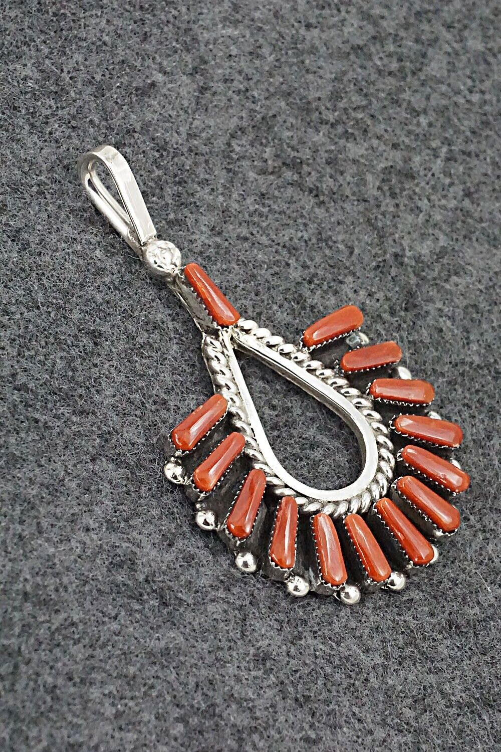 Coral and Sterling Silver Pendant - Carlene Hattie