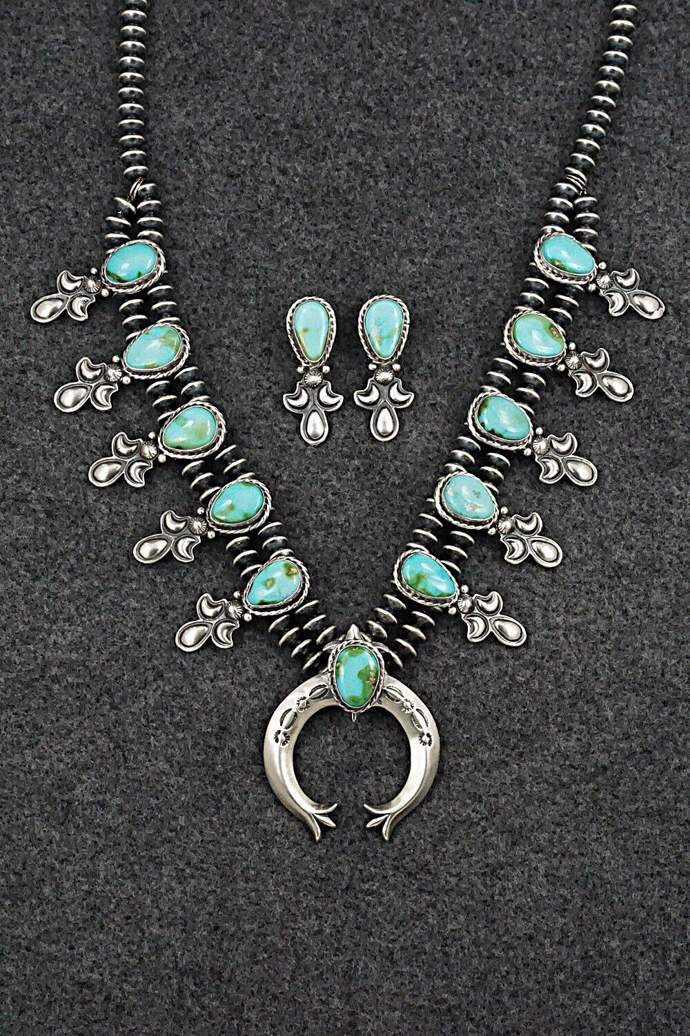 Turquoise & Sterling Silver Squash Blossom Set - Adrienne Gordon