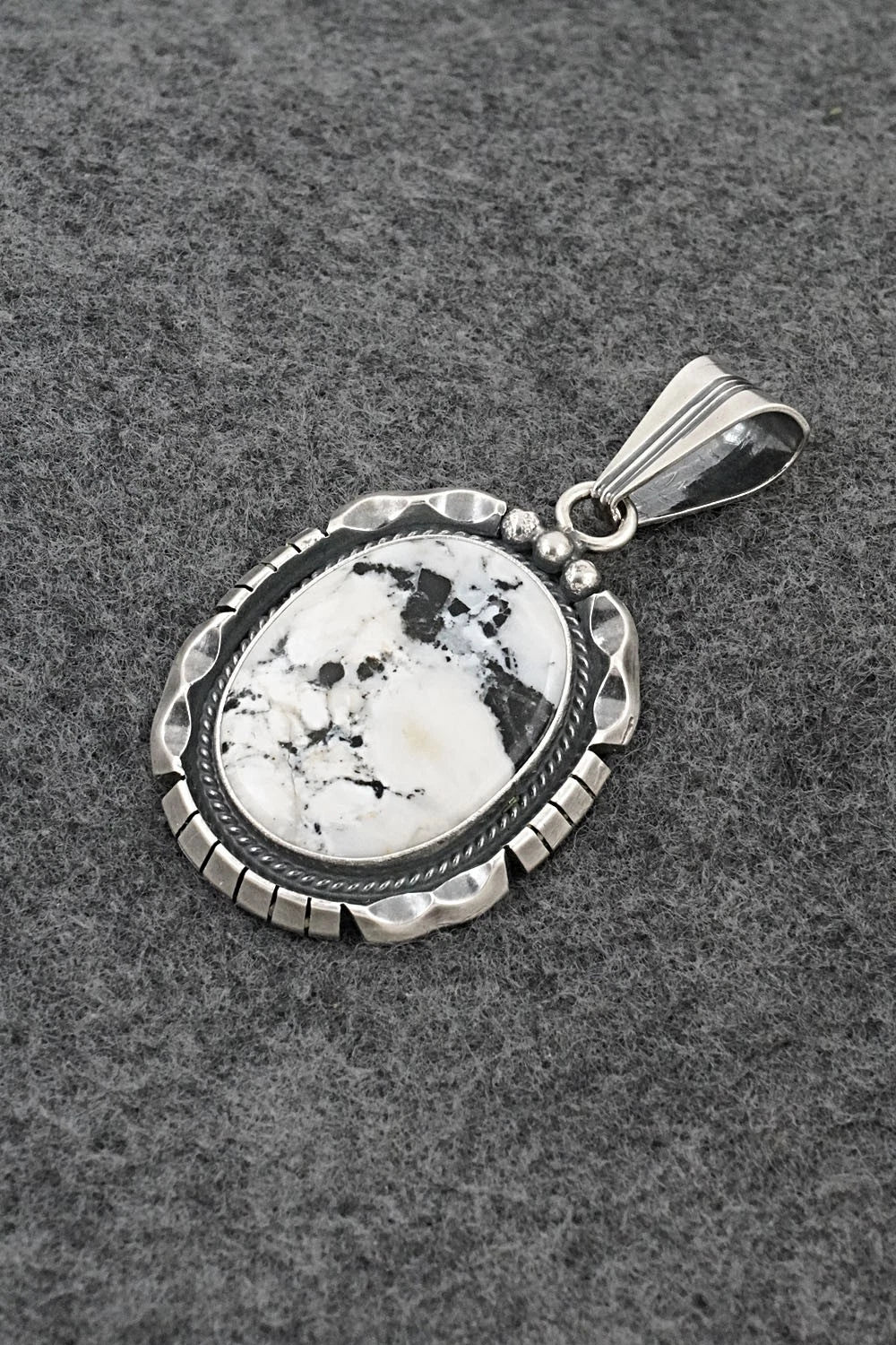 White Buffalo & Sterling Silver Pendant - Samuel Yellowhair