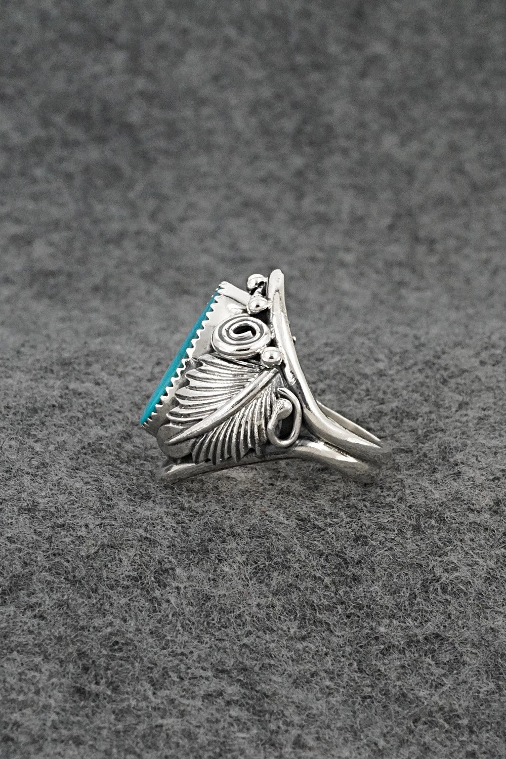 Turquoise & Sterling Silver Ring - Darrell Morgan - Size 9.5