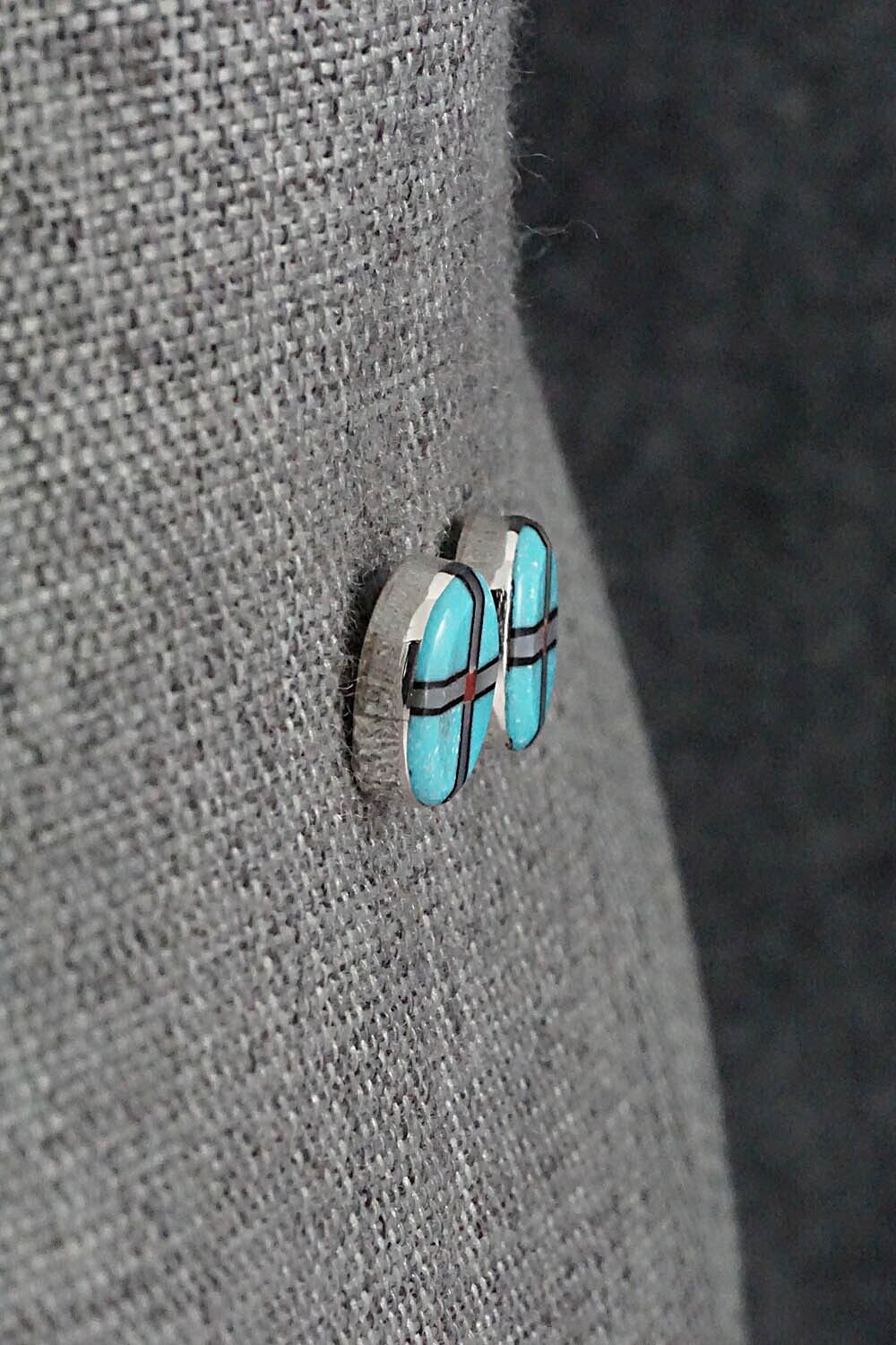 Multi-Stone & Sterling Silver Inlay Earrings - Curley Luarkie