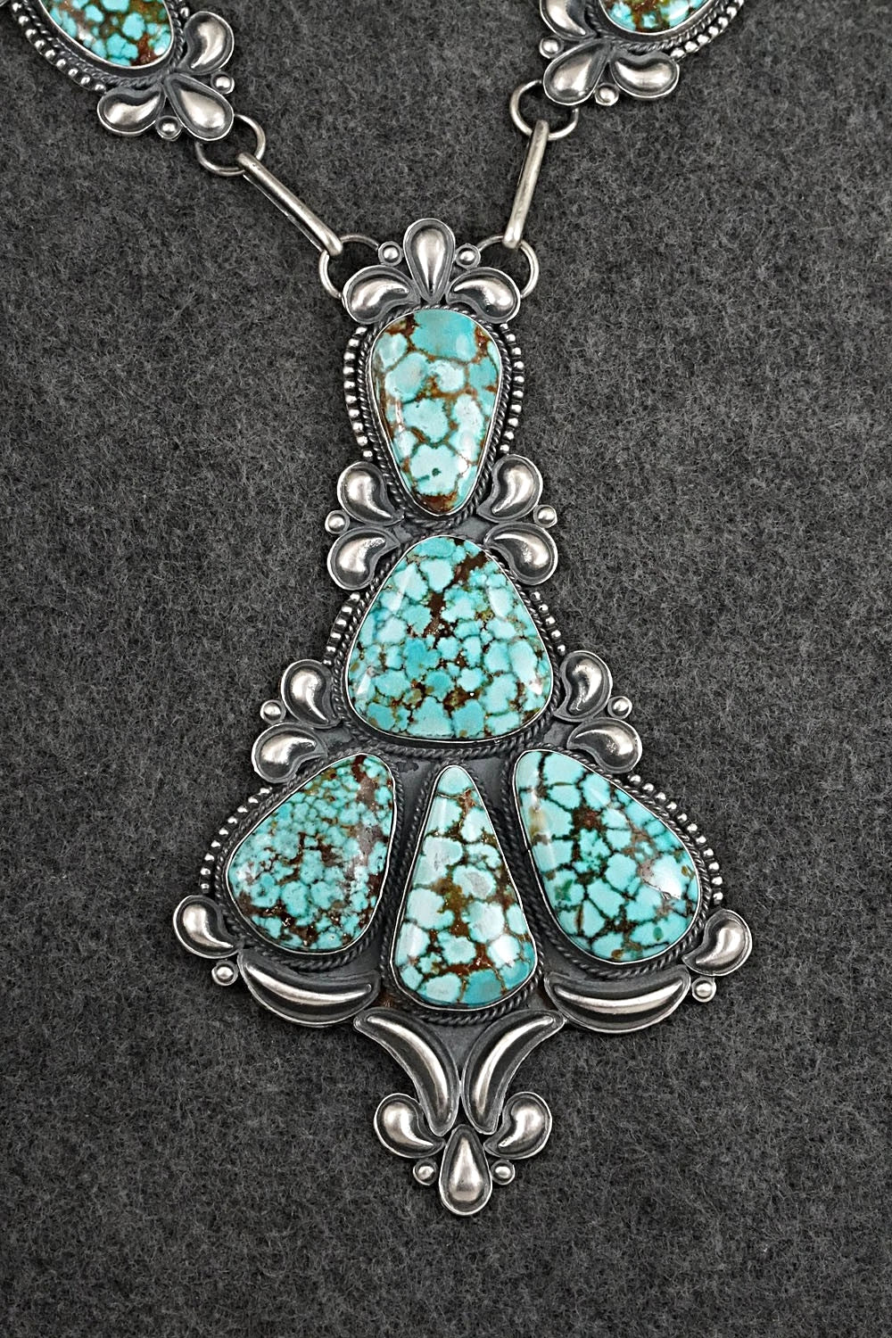 Turquoise & Sterling Silver Necklace and Earrings Set - Derrick Gordon