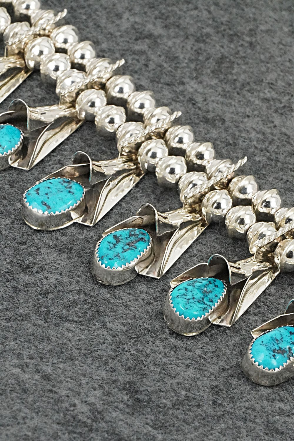 Turquoise & Sterling Silver Squash Blossom Set - Louise Yazzie
