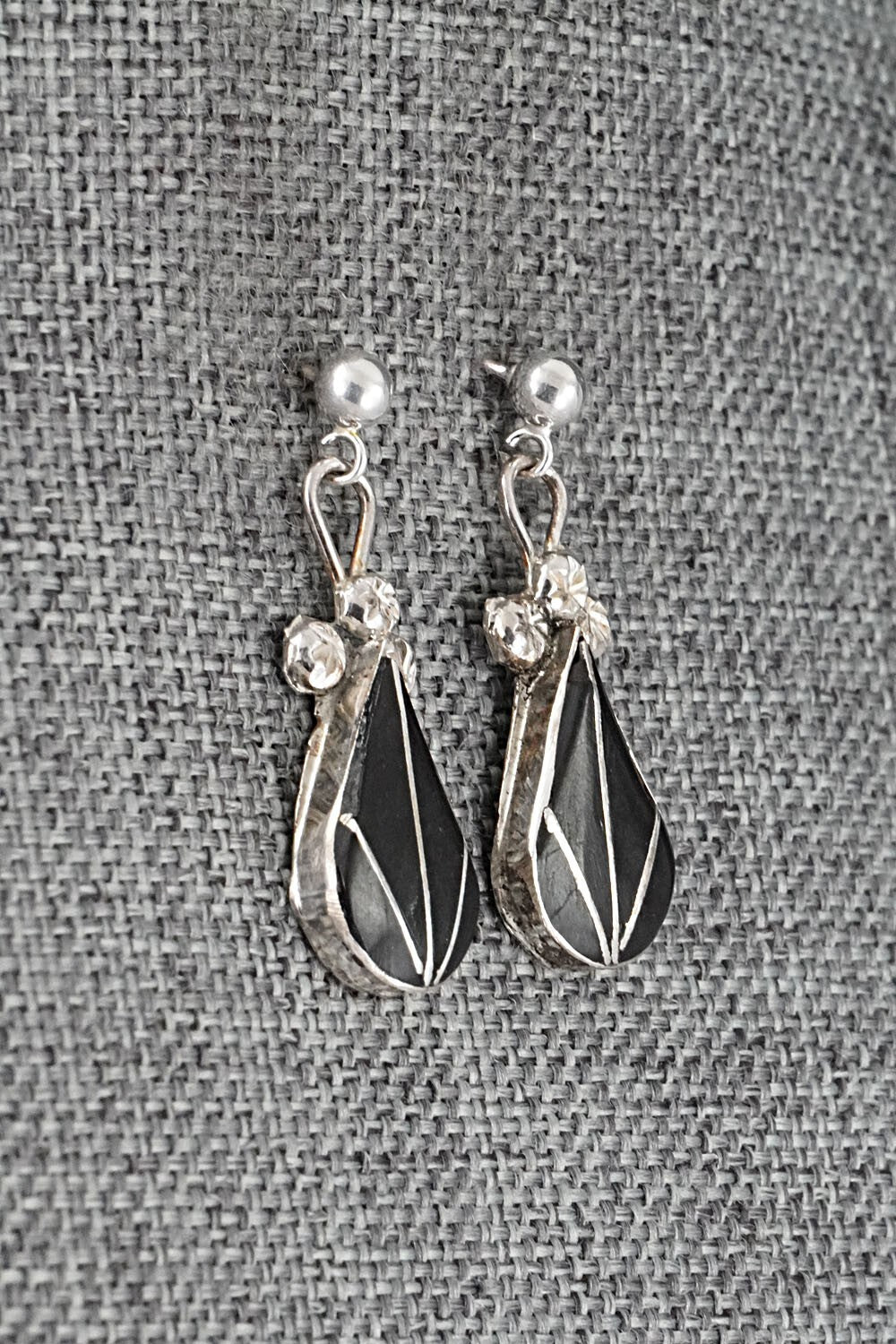 Onyx Inlay & Sterling Silver Earrings - Ola Eriacho