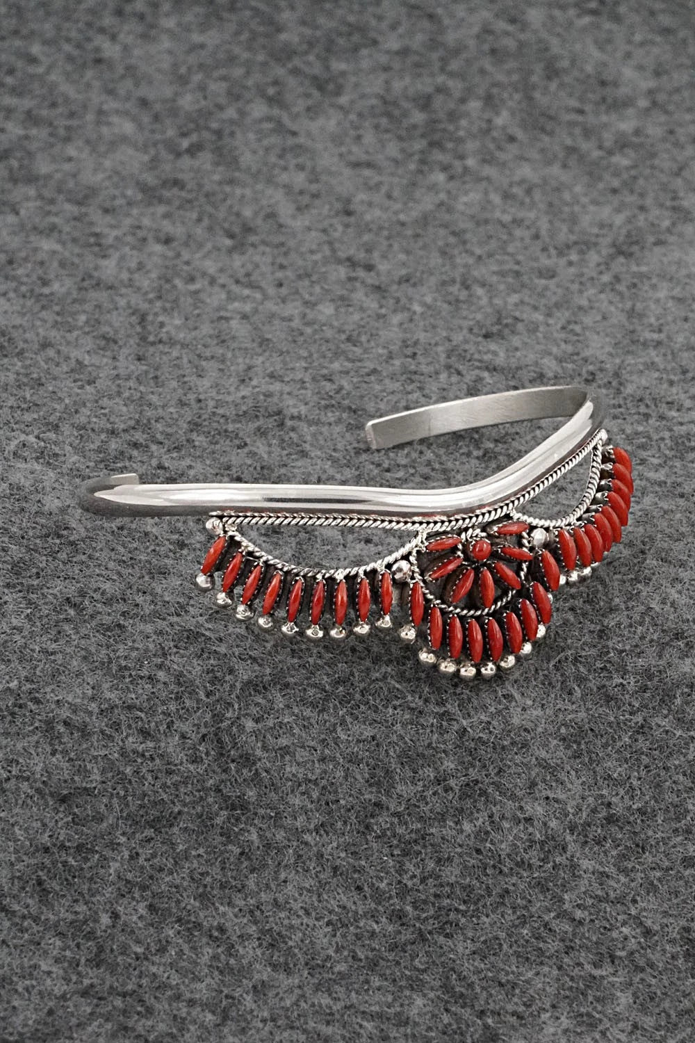 Coral & Sterling Silver Bracelet - Stewart Nakatewa