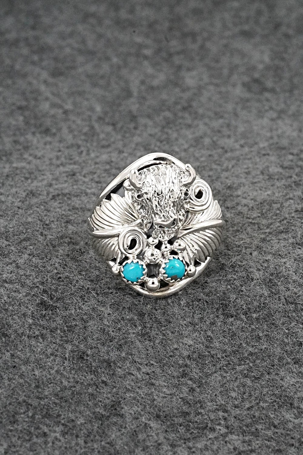 Turquoise & Sterling Silver Ring - Darrell Morgan - Size 13.25
