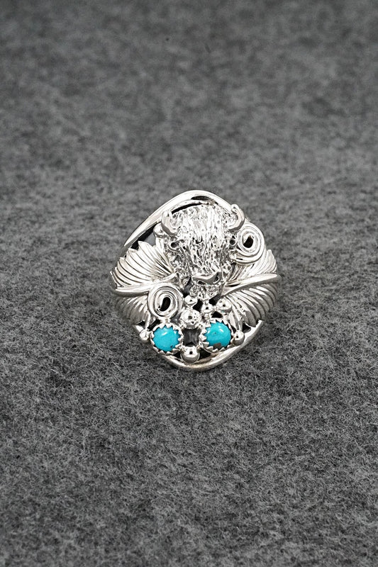 Turquoise & Sterling Silver Ring - Darrell Morgan - Size 13.25