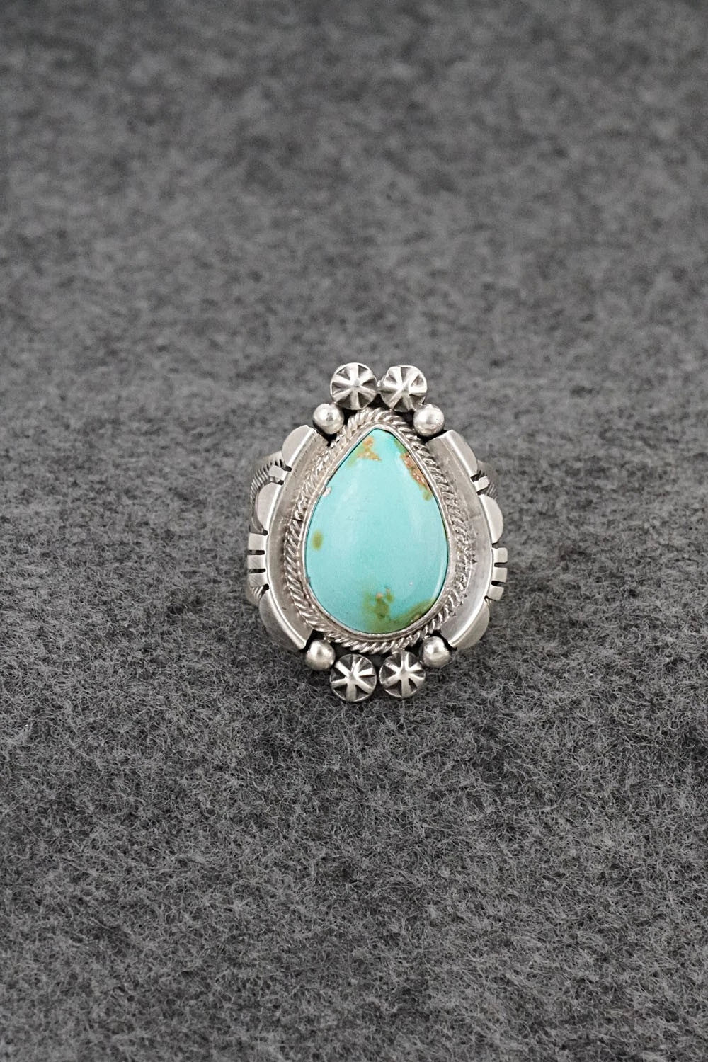 Turquoise & Sterling Silver Ring - Samuel Yellowhair - Size 8
