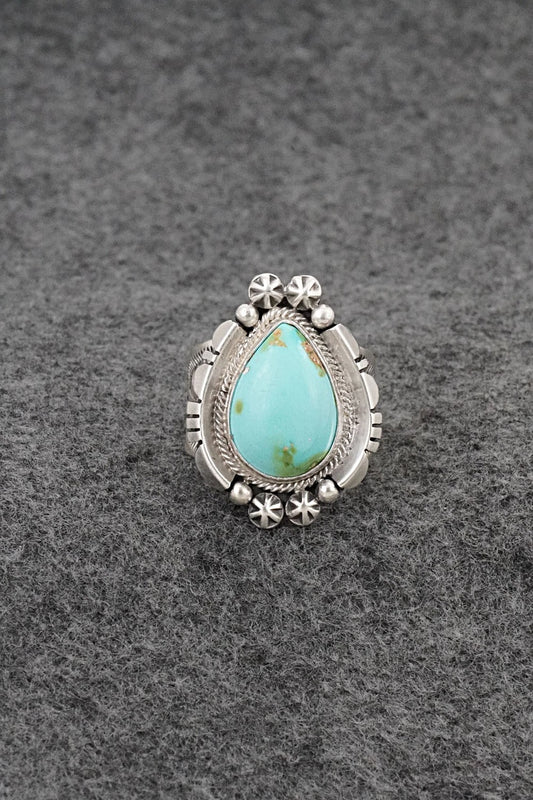 Turquoise & Sterling Silver Ring - Samuel Yellowhair - Size 8