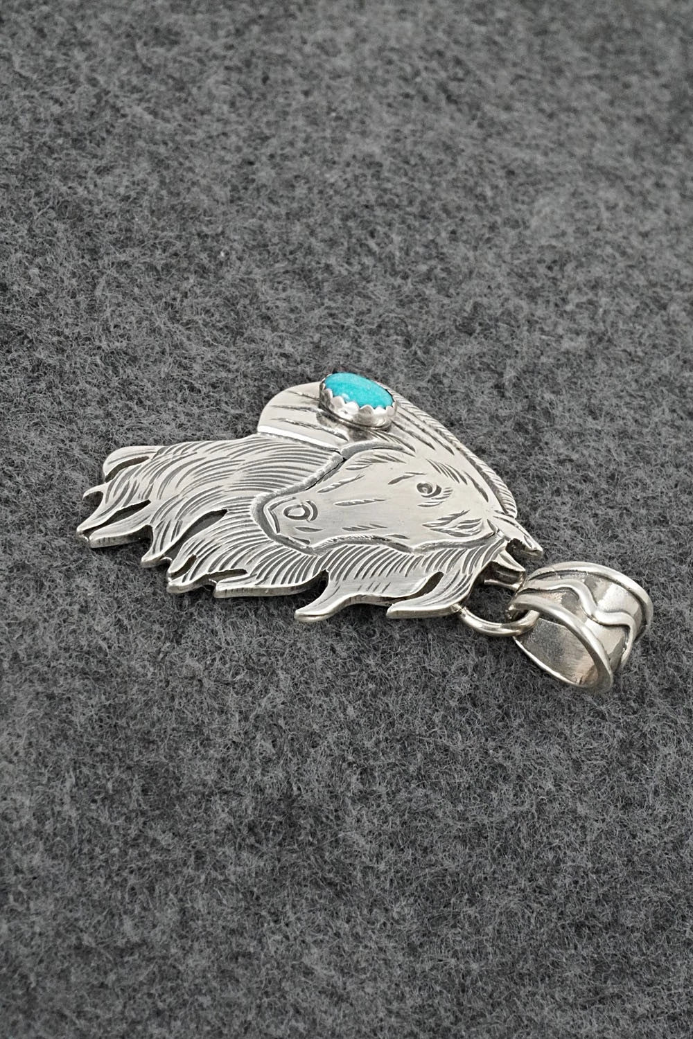 Turquoise & Sterling Silver Pendant - Jeremy Delgarito