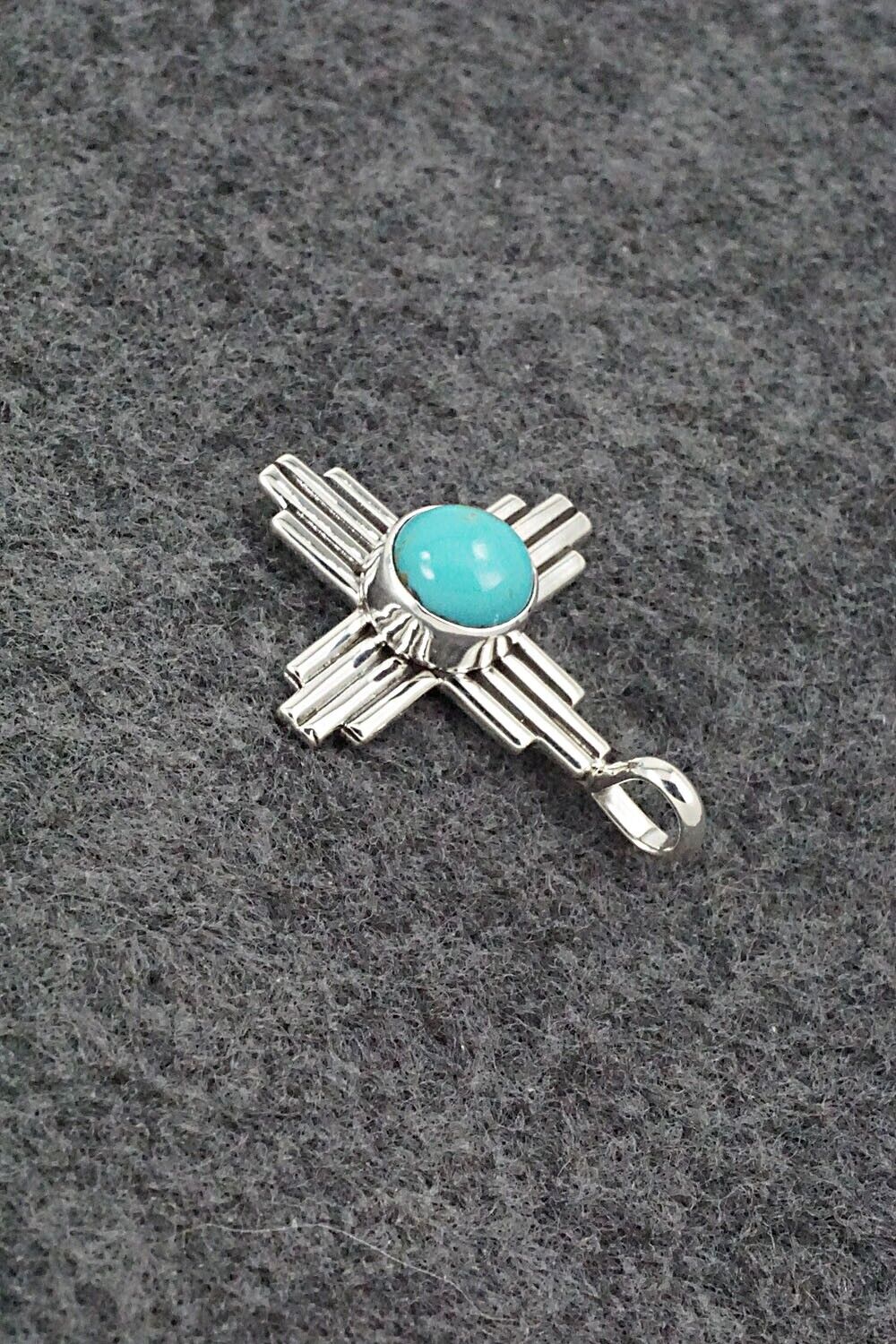 Turquoise and Sterling Silver Pendant - Raymond Coriz