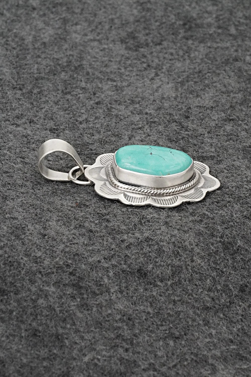 Turquoise & Sterling Silver Pendant - Cordell Platero
