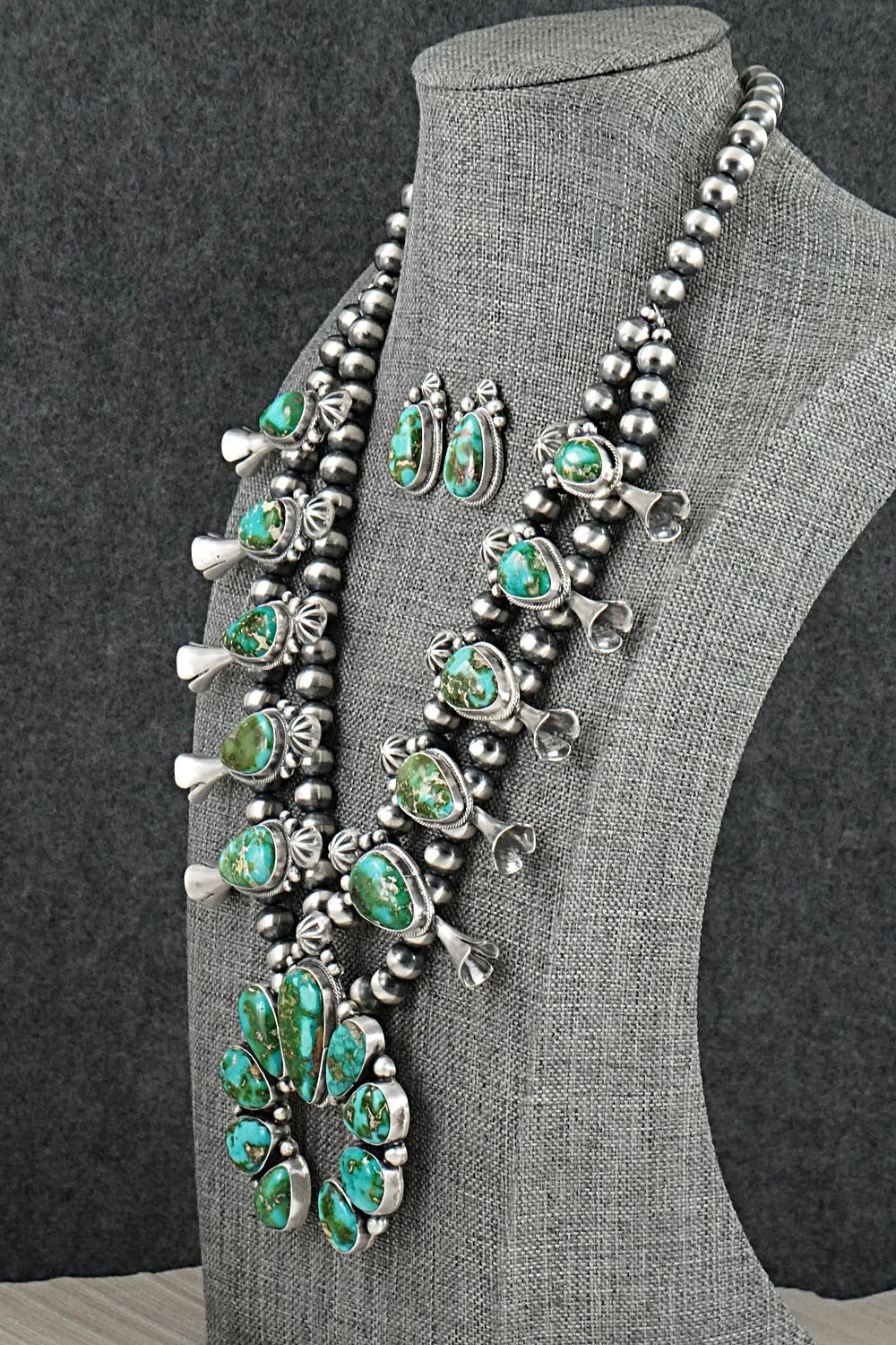 Turquoise & Sterling Silver Squash Blossom Set - Darrin Livingston