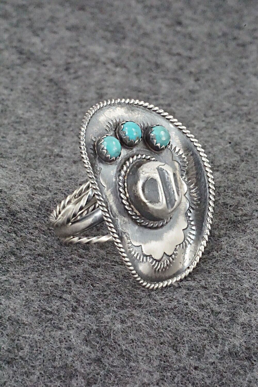 Turquoise & Sterling Silver Ring - Bobby Platero - Size 7