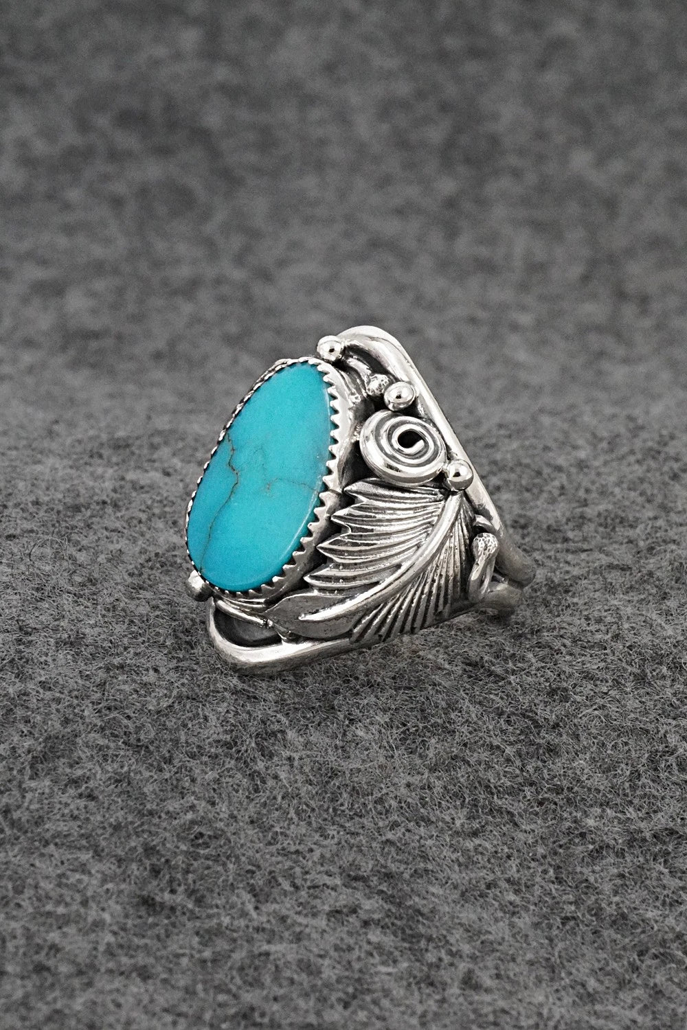 Turquoise & Sterling Silver Ring - Darrell Morgan - Size 9.5