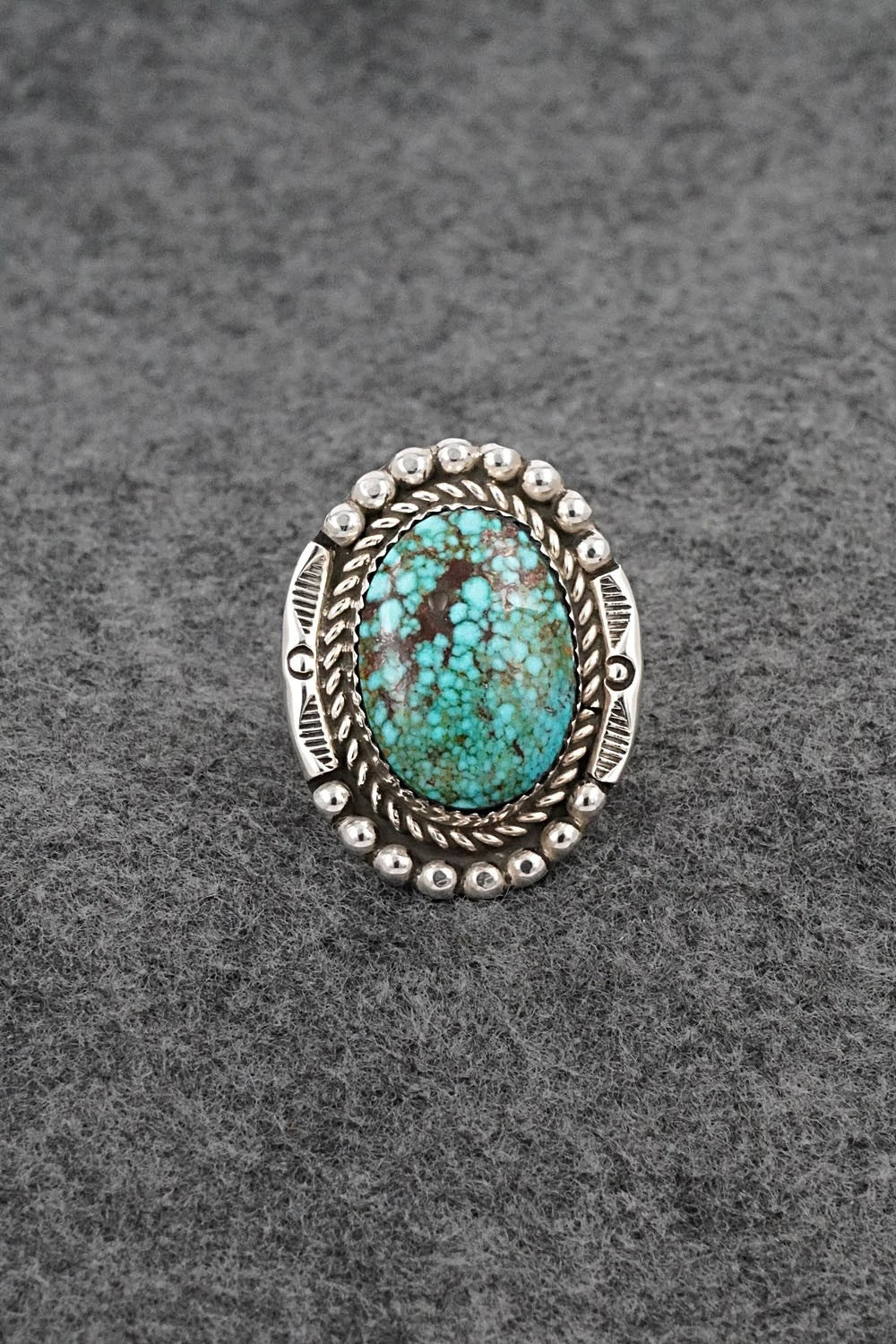 Turquoise & Sterling Silver Ring - Phil Nez - Size 8 Adj.