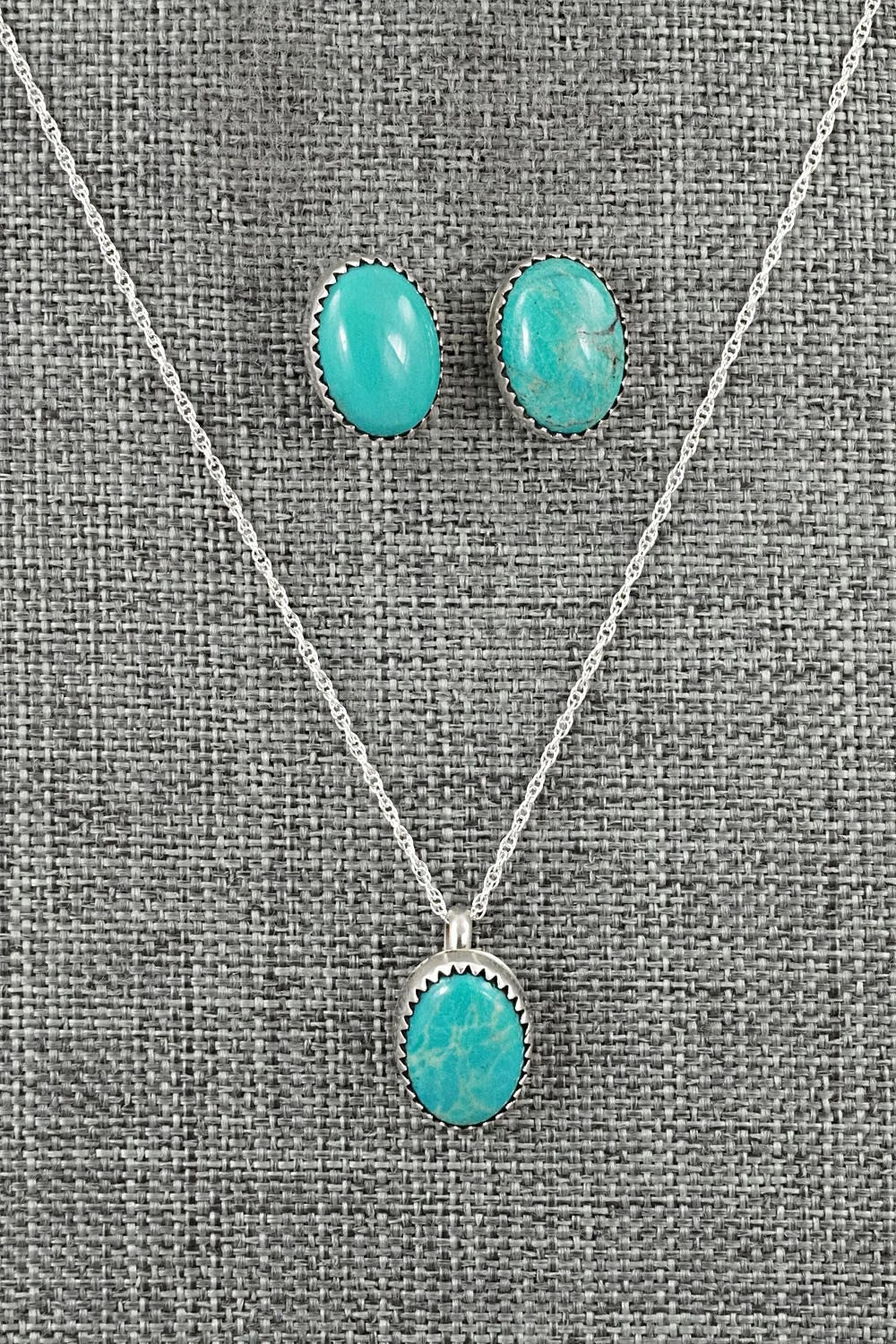 Turquoise & Sterling Silver Necklace Set - Murray Hannaweeka