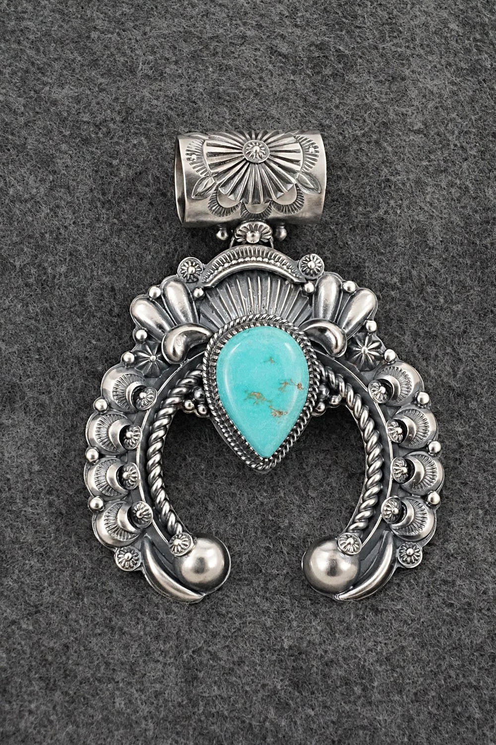 Turquoise & Sterling Silver Naja Pendant - Delbert Gordon