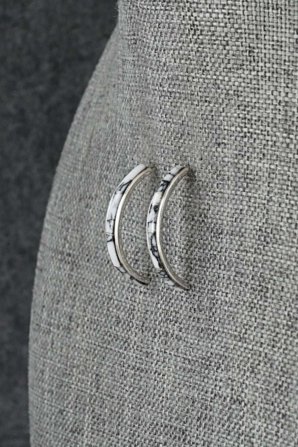 White Buffalo & Sterling Silver Earrings - Nathaniel Johnson