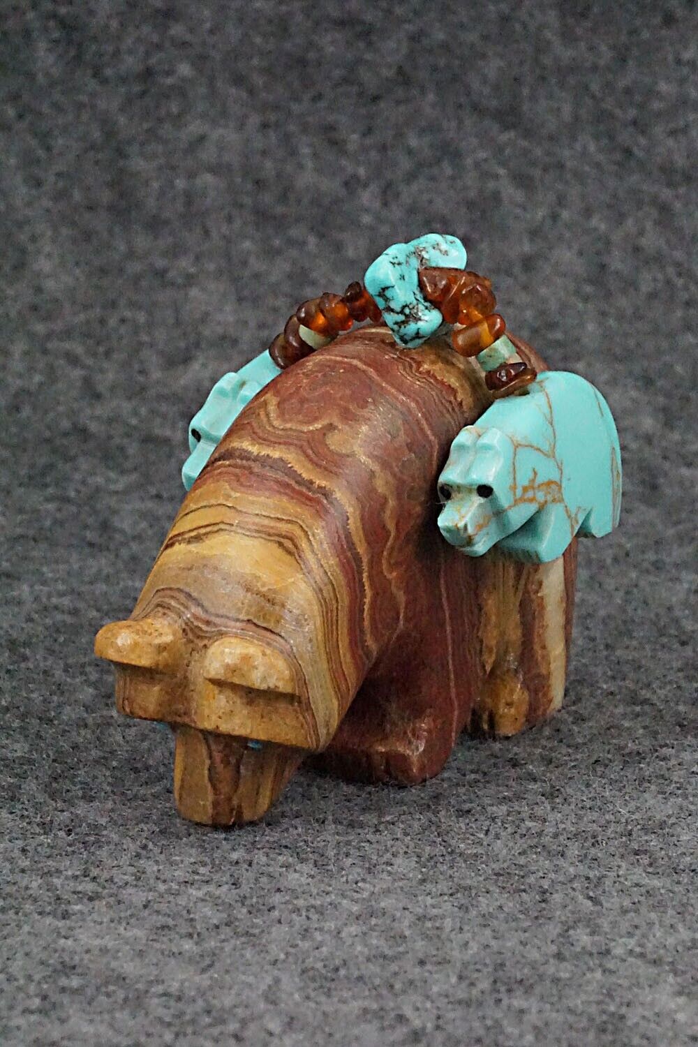Bear and Cubs Zuni Fetish Carving - Douglas Martza