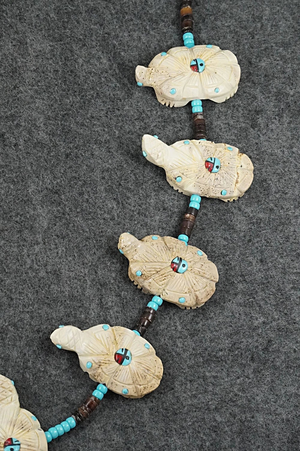 Multi-Stone Turtle Fetish & Sterling Silver Necklace Set - Dannette Laate