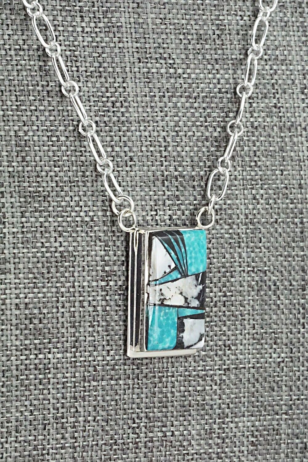 White Buffalo, Turquoise & Sterling Silver Necklace - Michelle Willie