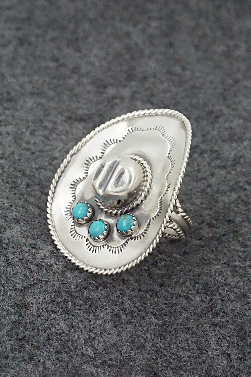 Turquoise & Sterling Silver Ring - Bobby Platero - Size 5