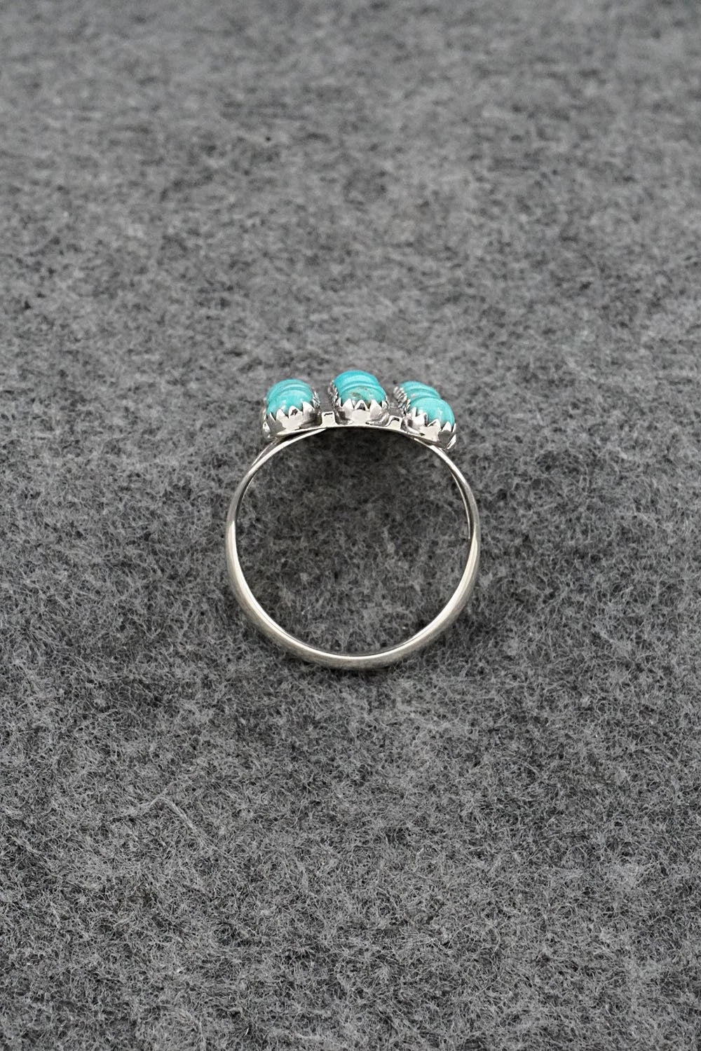 Turquoise & Sterling Silver Ring - Kenny Lonjose - Size 9