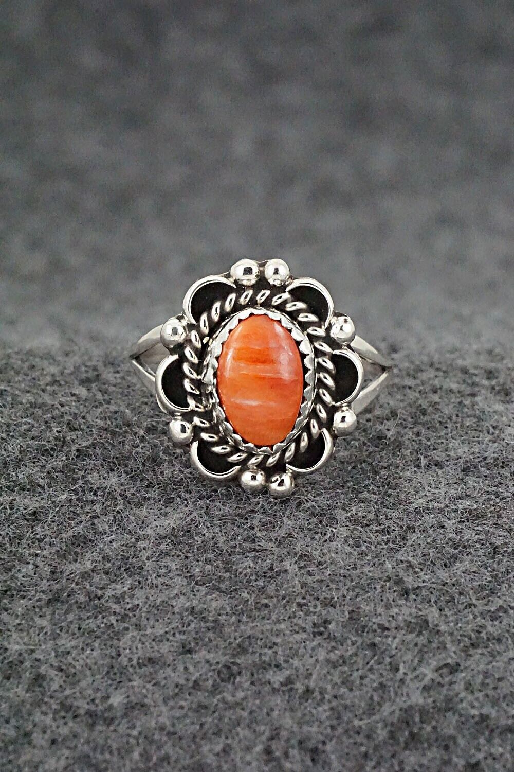 Spiny Oyster & Sterling Silver Ring - Freda Martinez - Size 9