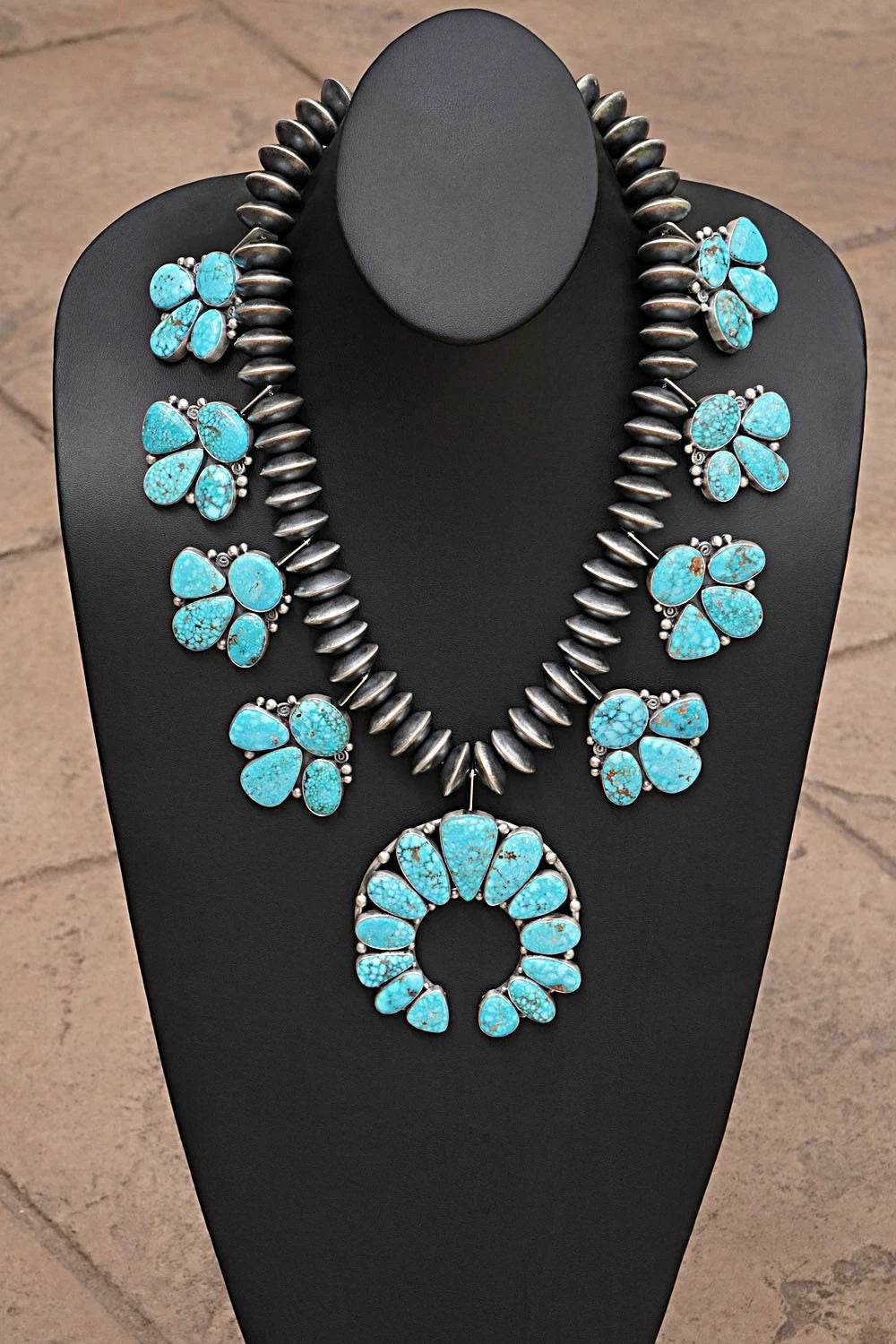 Turquoise & Sterling Silver Squash Blossom Set - Mark Yazzie