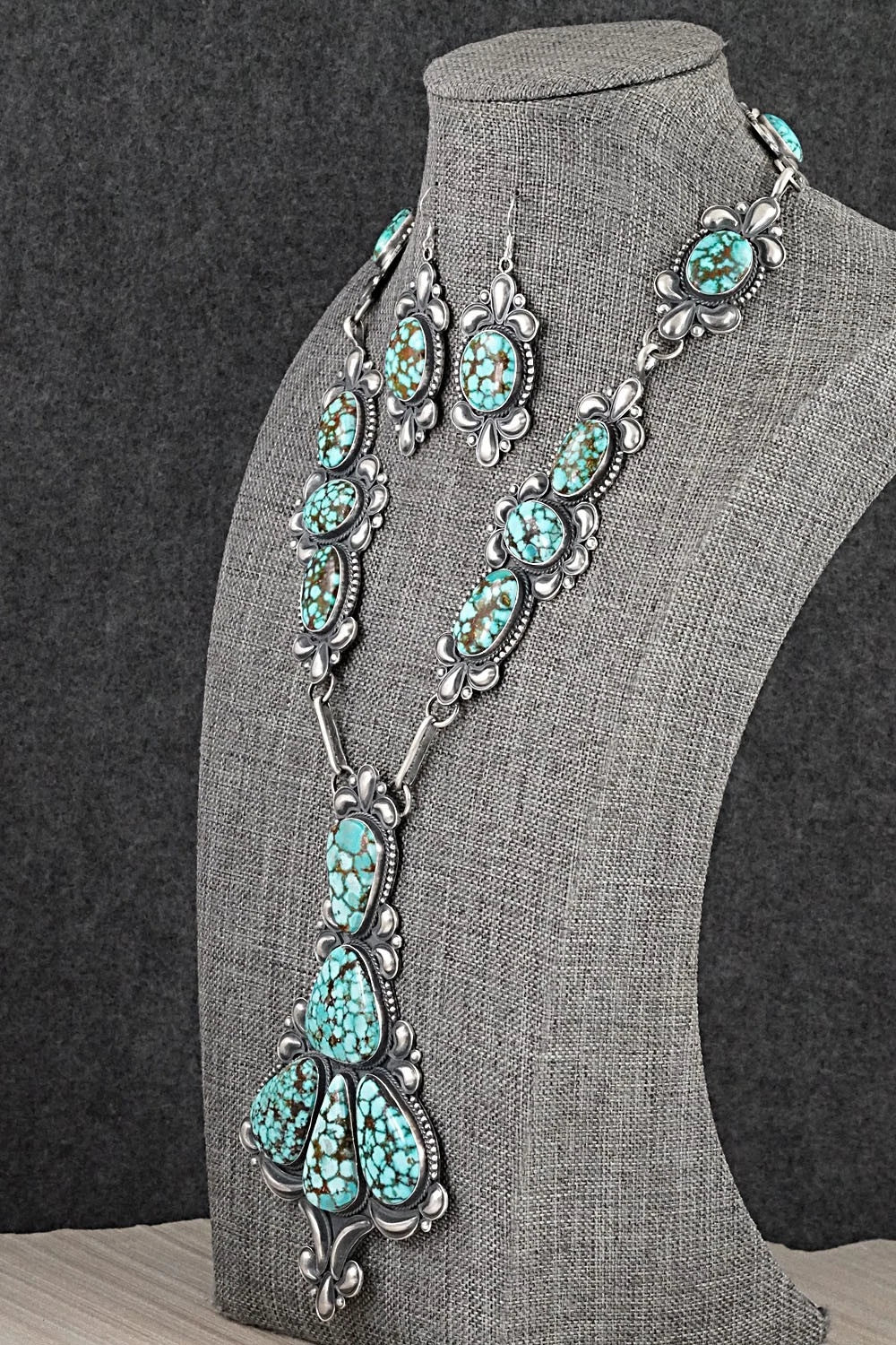 Turquoise & Sterling Silver Necklace and Earrings Set - Derrick Gordon