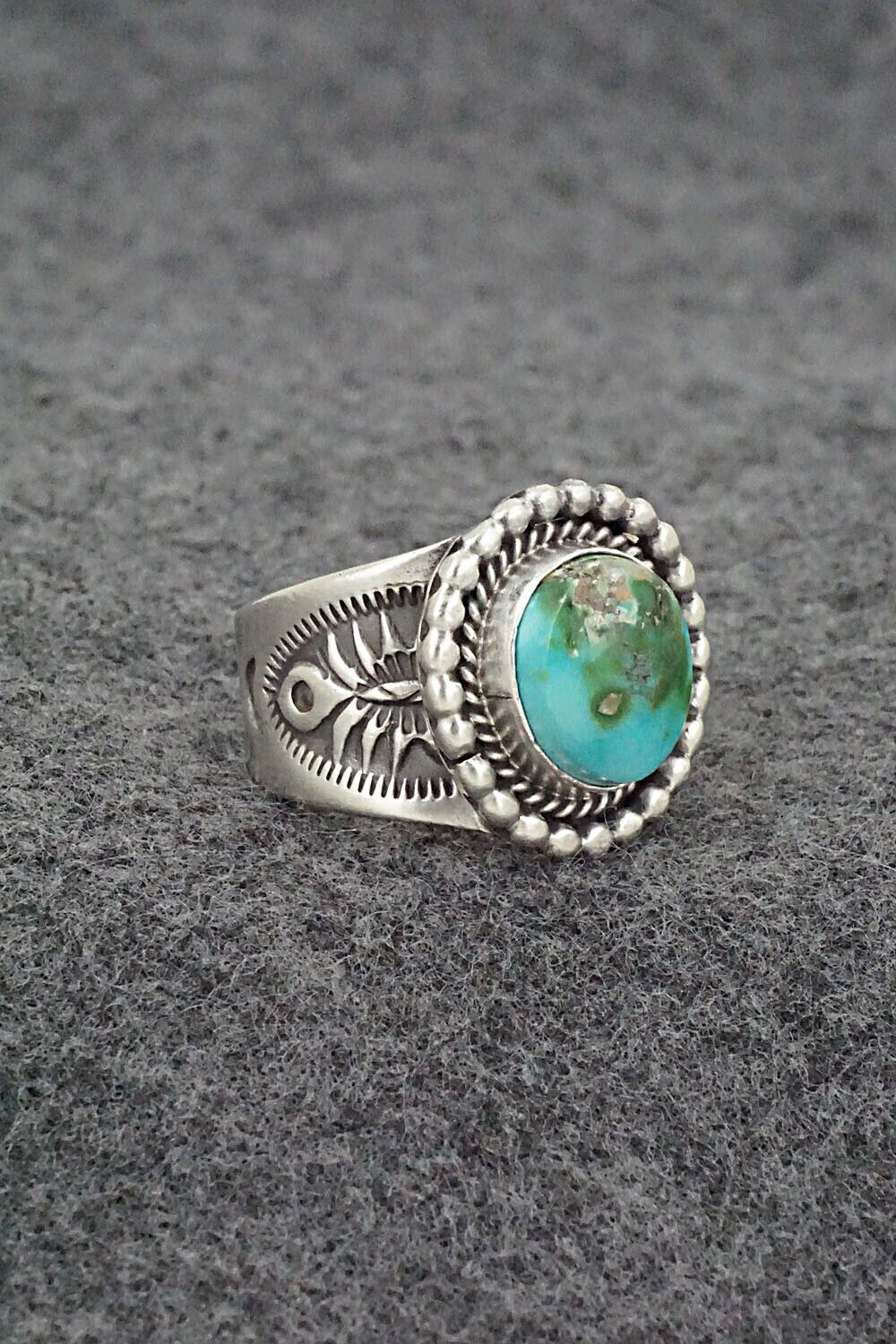Turquoise & Sterling Silver Ring - Samuel Yellowhair - Size 7.5